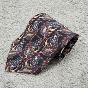 Harve Benard Silk‎ Paisley Tie Black Burgundy Blue Geometric Benard Holtzman USA
